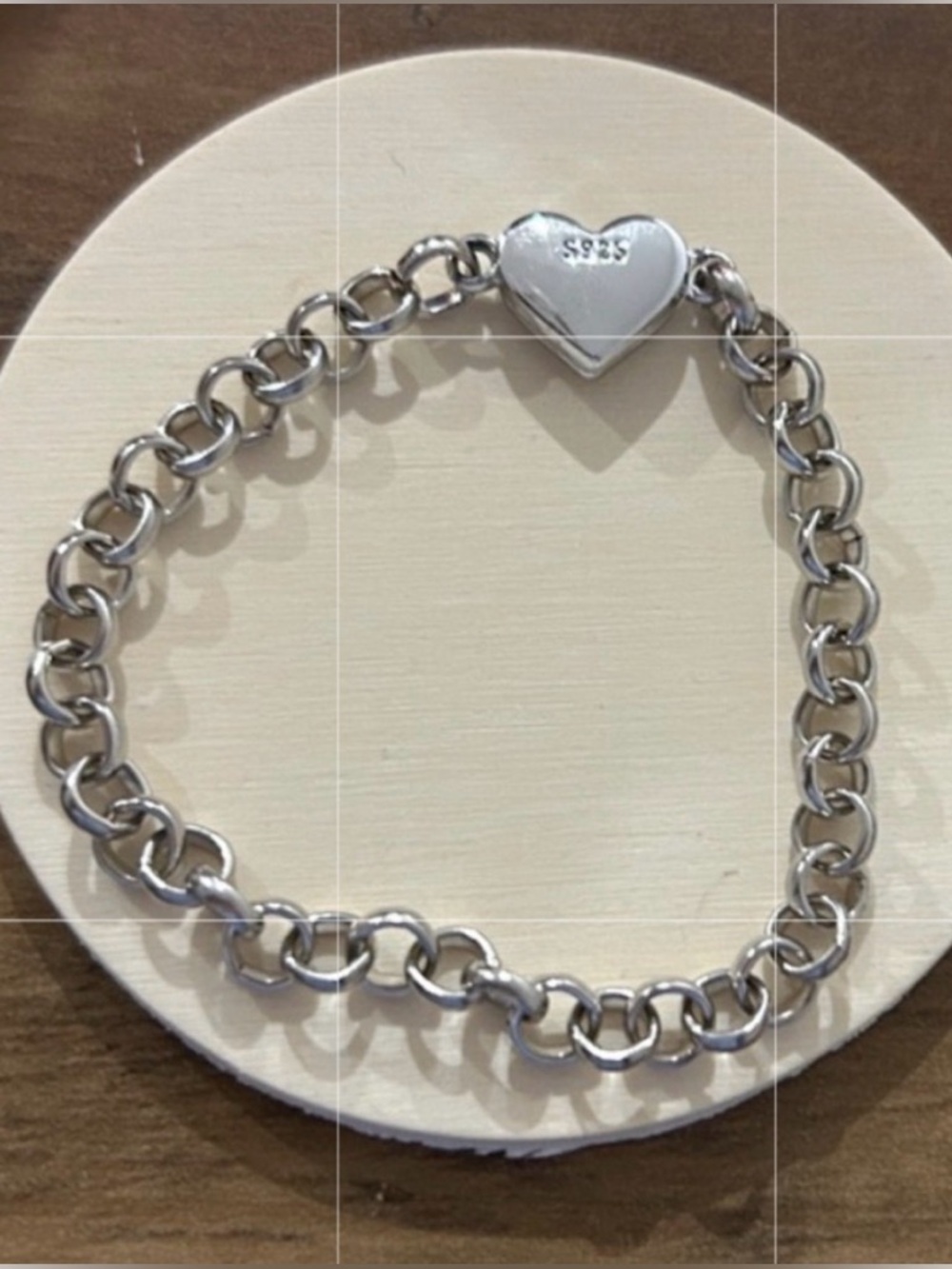 A - Sterling Silver Heart Link Bracelet - 925 Silver